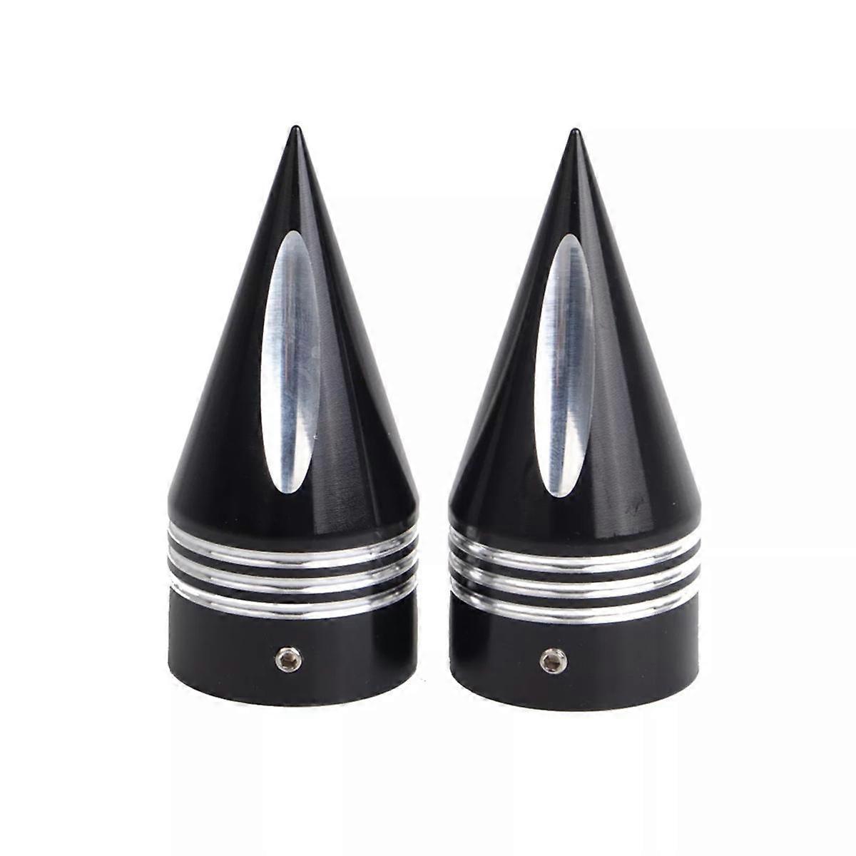 Black Front Axle Nut Covers Caps Kit for Touring Road