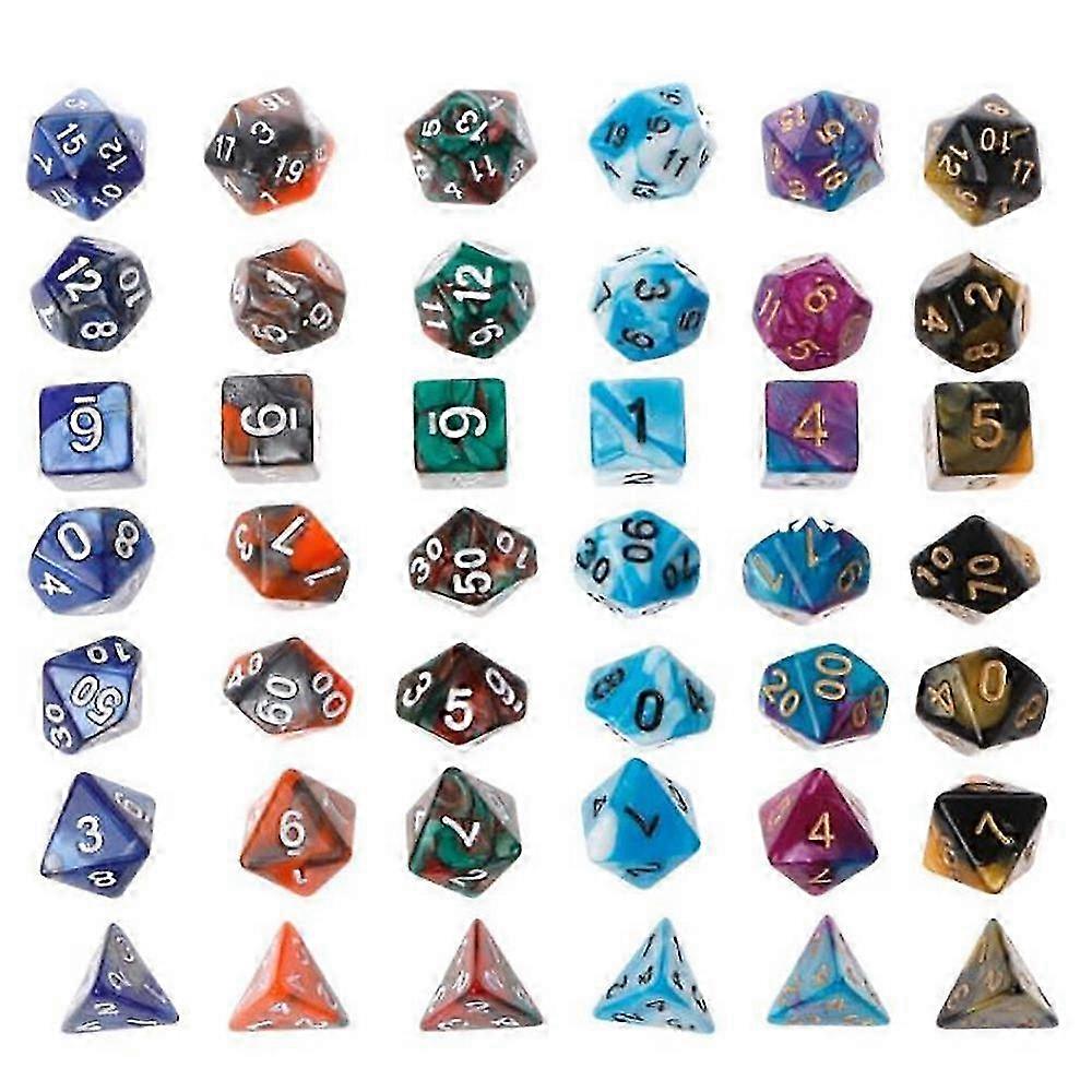 42Pcs/Set Nebula Dice Provides DnD Dice for DnD Tabletop Game, Two Color Multi-Faced Dice Set