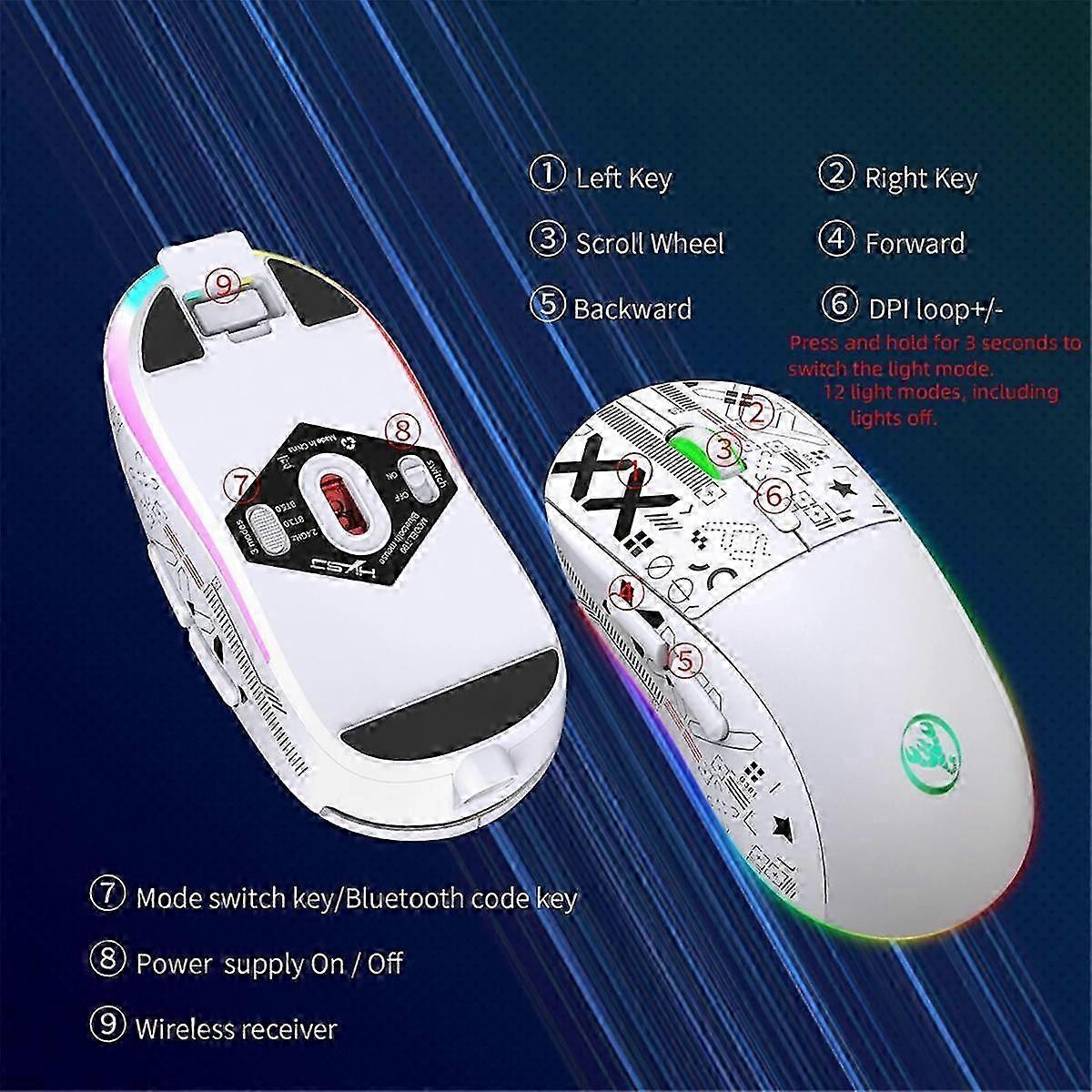 T90 2.4g Wireless Mechanical Mouse Rgb Gaming Mouse Ergonomic 3600dpi Mouse 11 Rgb Lighting Modes Mice Black