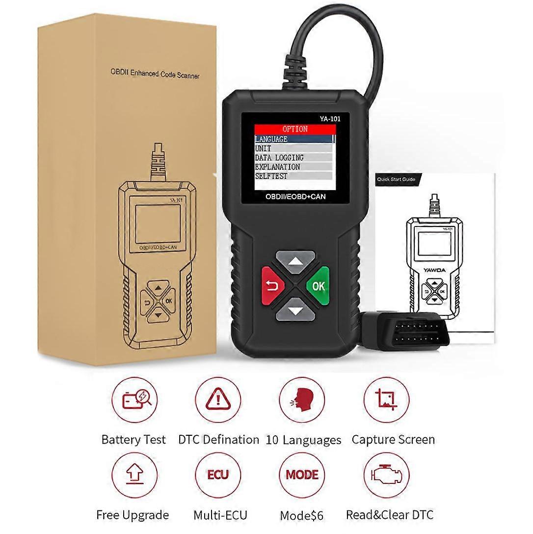 TFT Multi-Language OBD2/EODB Enhanced Car Code Reader, Car Fault Code Scanner Analyzer Diagnostic Detector Tools
