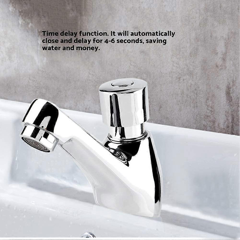 Chrome Plated Sink Faucet Self Closing Sink Tap Basin Push Tap Faucet ...