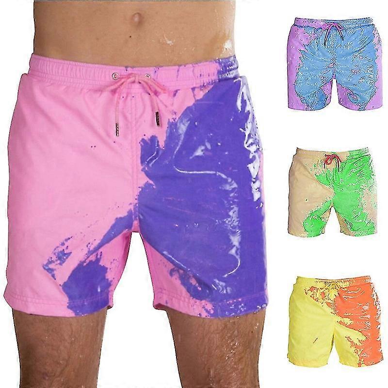 Boys Color Changing Swim Trunks, Mens Color Changing Swim Trunks with Pockets Quick Dry Sports Shorts