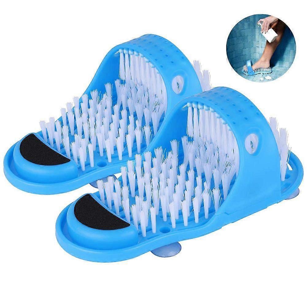 2個バスフットマッサージャースリッパフットクリーナー付きバスルームスリッパブラシシャワーサンダルフットスクラバーシャワースパマッサージ剥離除去