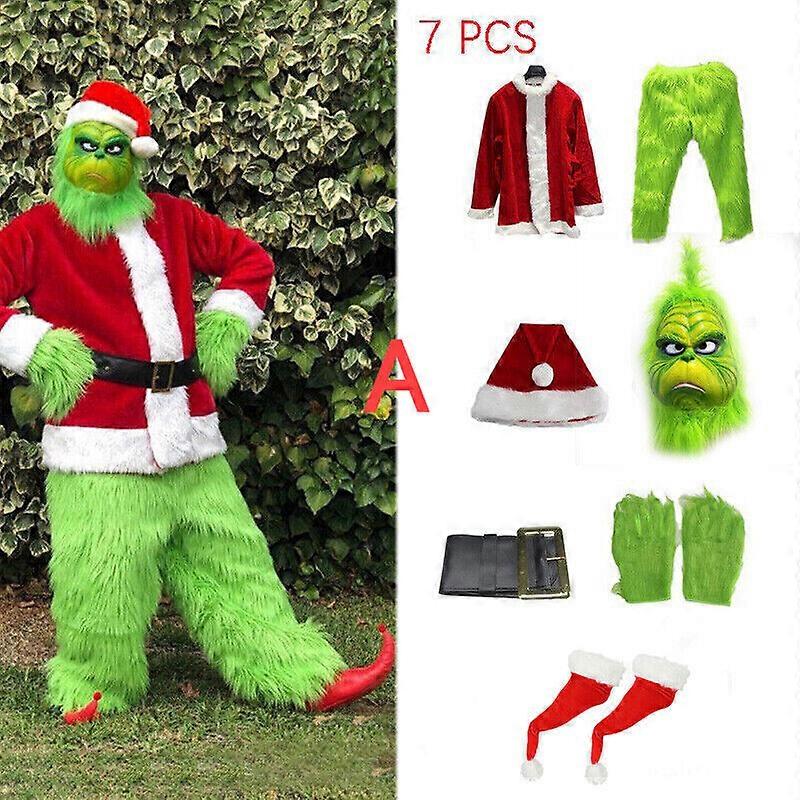Xmas Green Monster Costume for Christmas Santa Costume Furry Adult Green Outfit