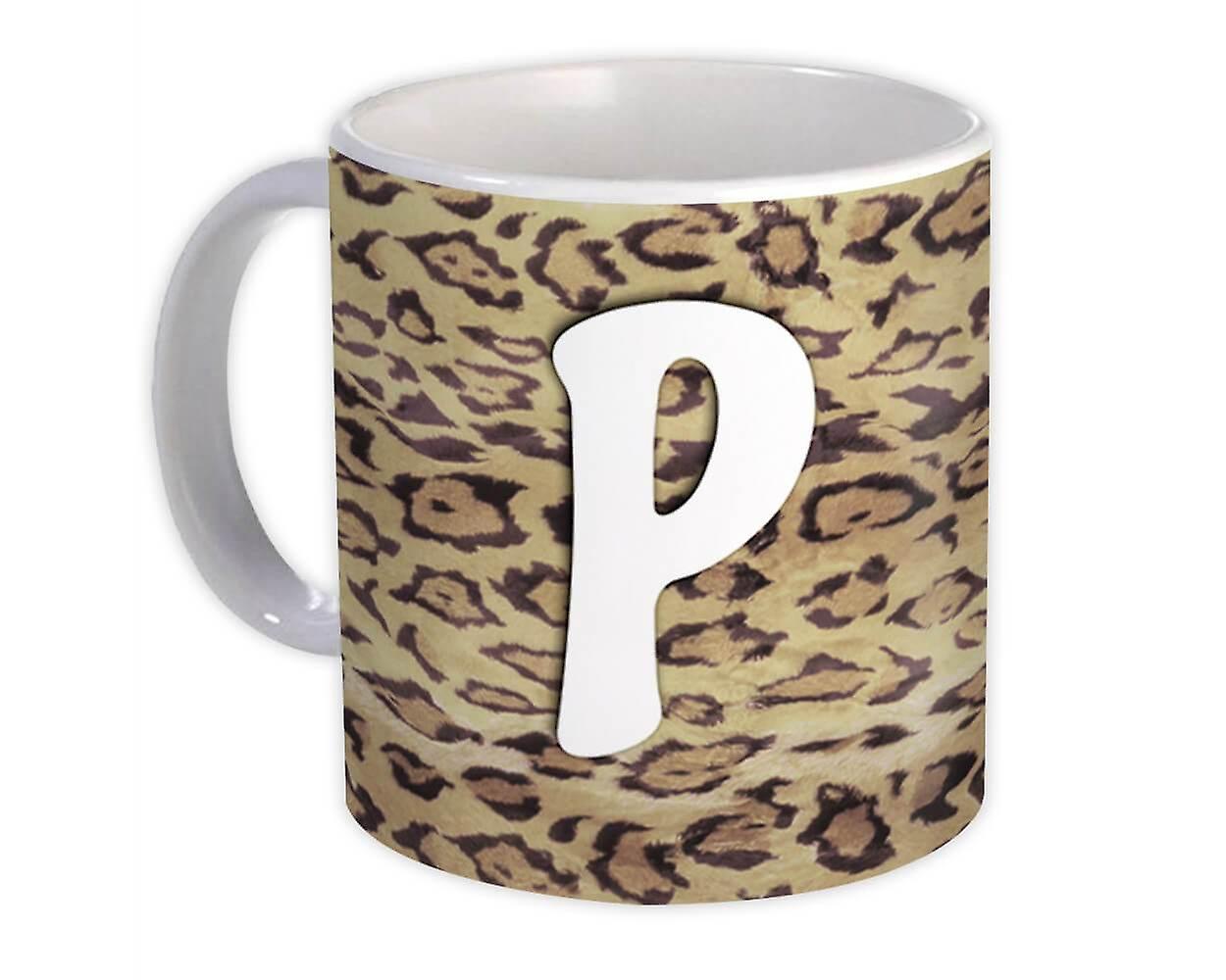 Hediye Kupa: Monogram Harf P Cheetah