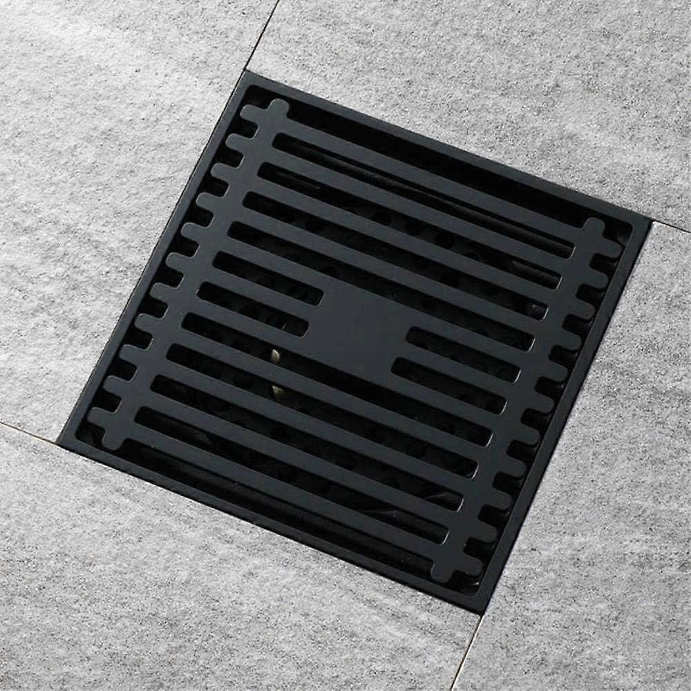 Shower Drain - Black Brass Square Floor Drain with Removable Cover (1 Pack)