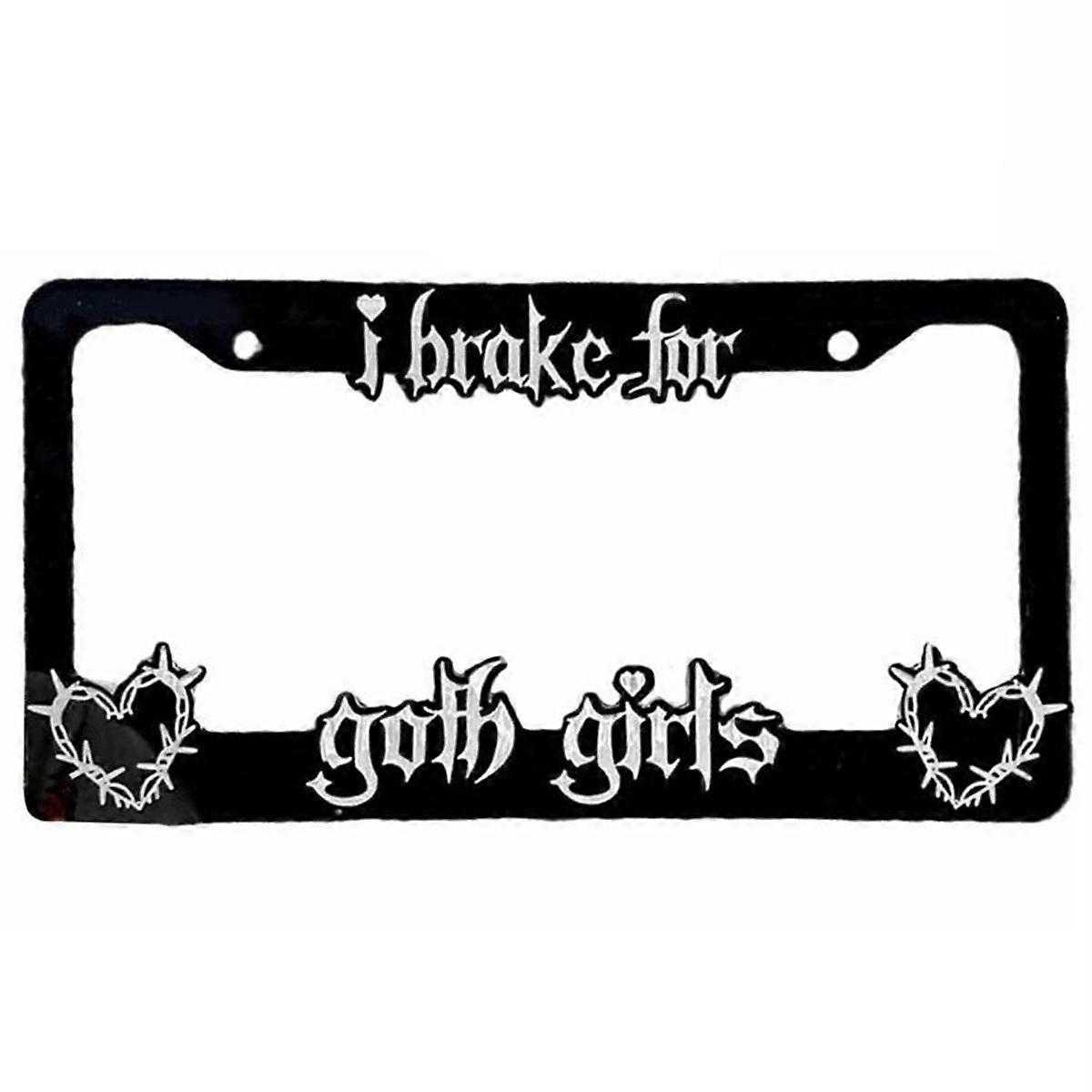 Black License Plate Frame Decorative License Brake for Goth Girls Auto Plate Frame Portable for Car Lover