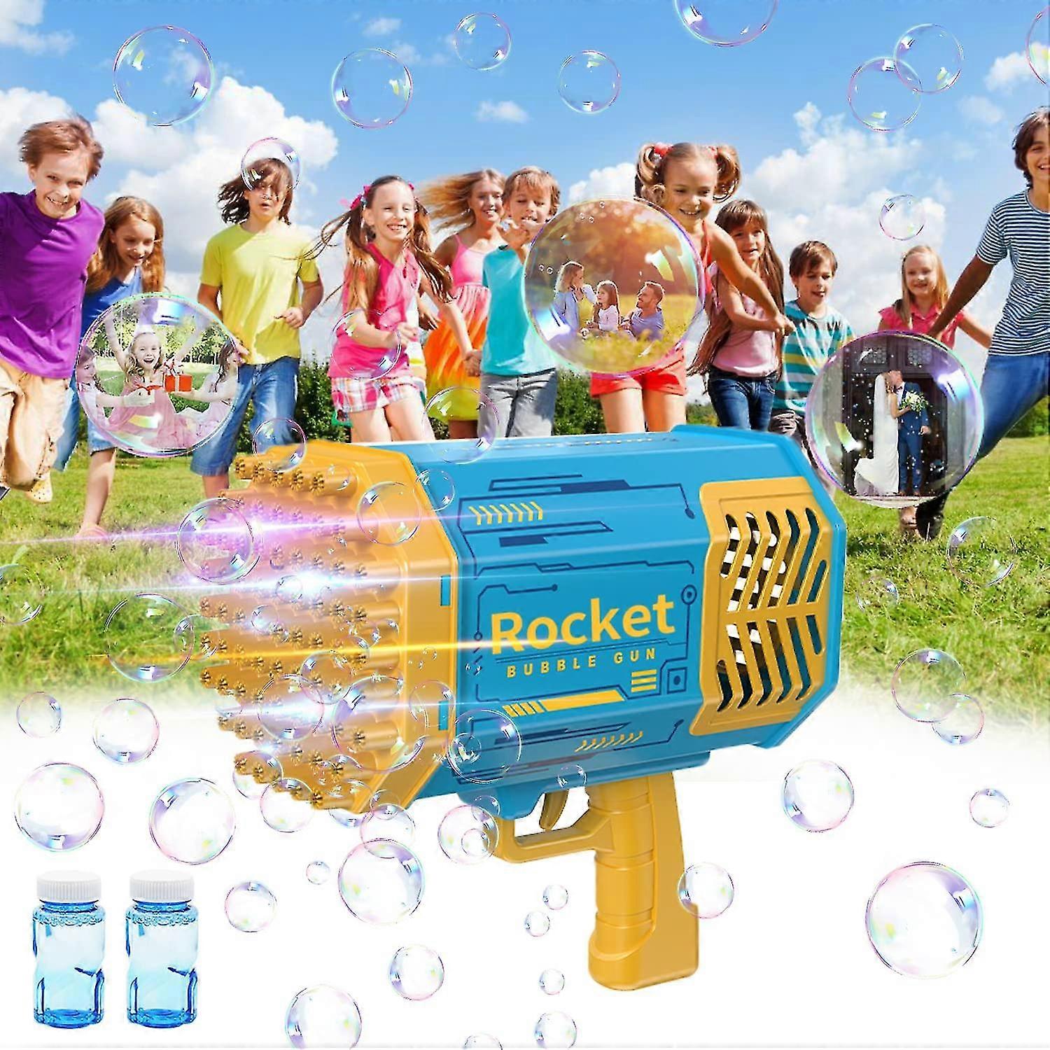 Bubble Machine With 69 Holes And Led Lights, Bubble Gun With 2 Bottles Of Soap Bubbles, Children's