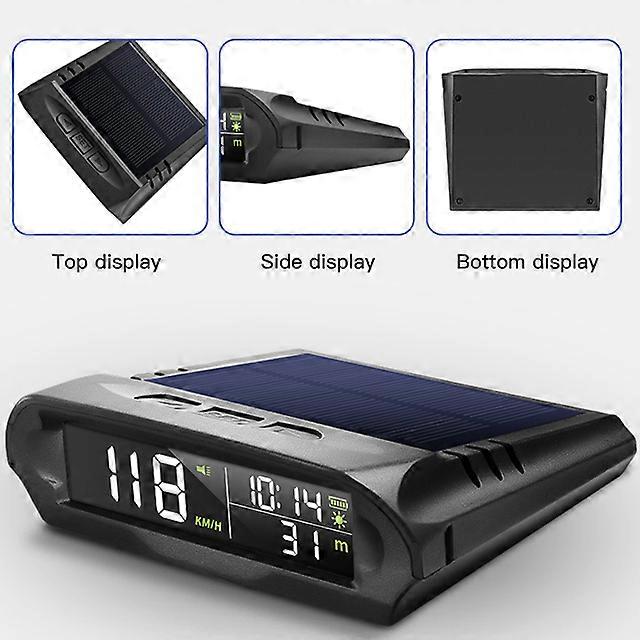 Solar Charging Wireless Gps Solar Hud Display Mph KM/H Speedometer Time/Speed/Temperature/Altitude Head Up Display Car Clock