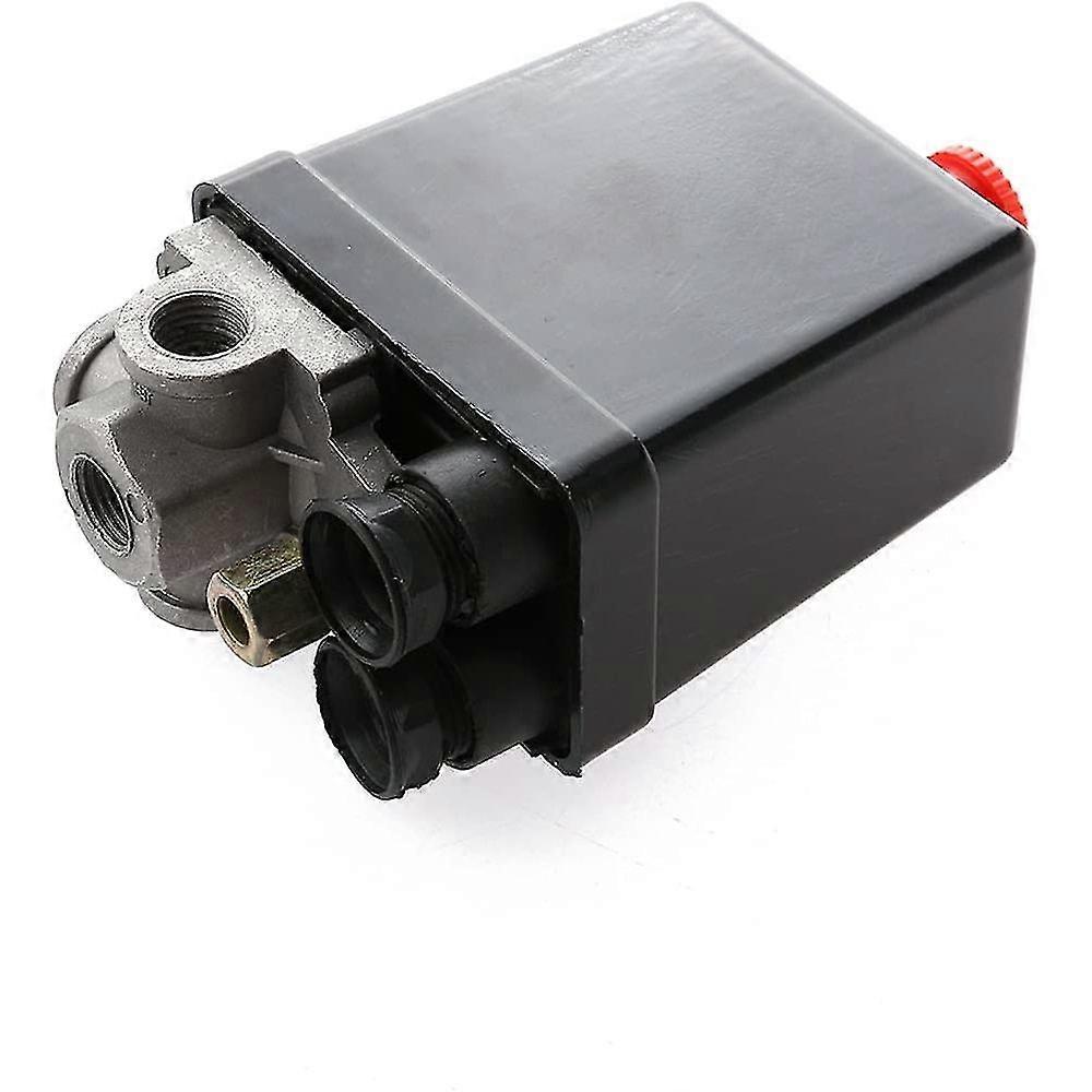 Compressor Pressure Switch, 90-120 PSI, 240V, 4 Outputs, Black