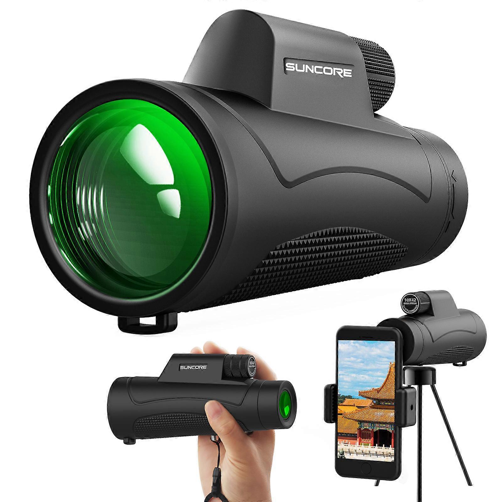 10x42 HD Monocular with Cell Phone Bracket and Tripod - Wide Angle View for Enhanced Visibility Waterproof