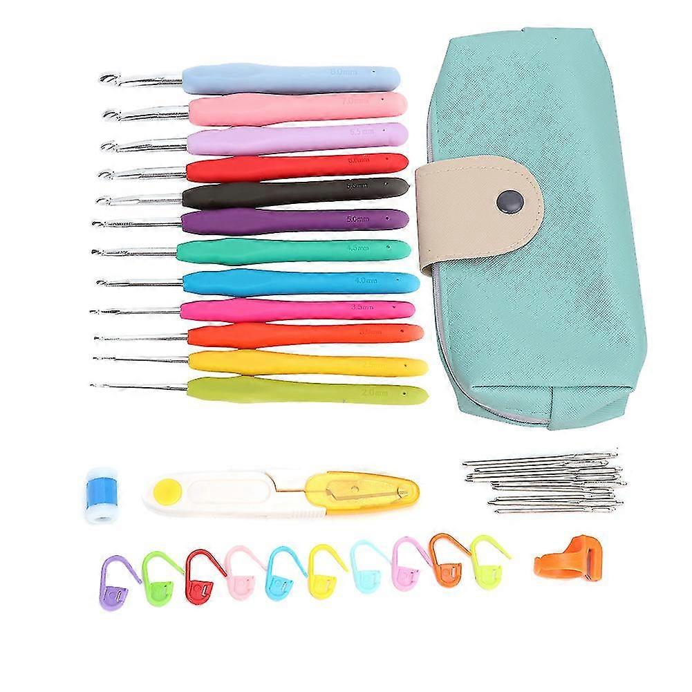 Soft TPR Crochet Hooks Set Knitting Needles, 12 Sizes, 3541-Piece Kit with Bag