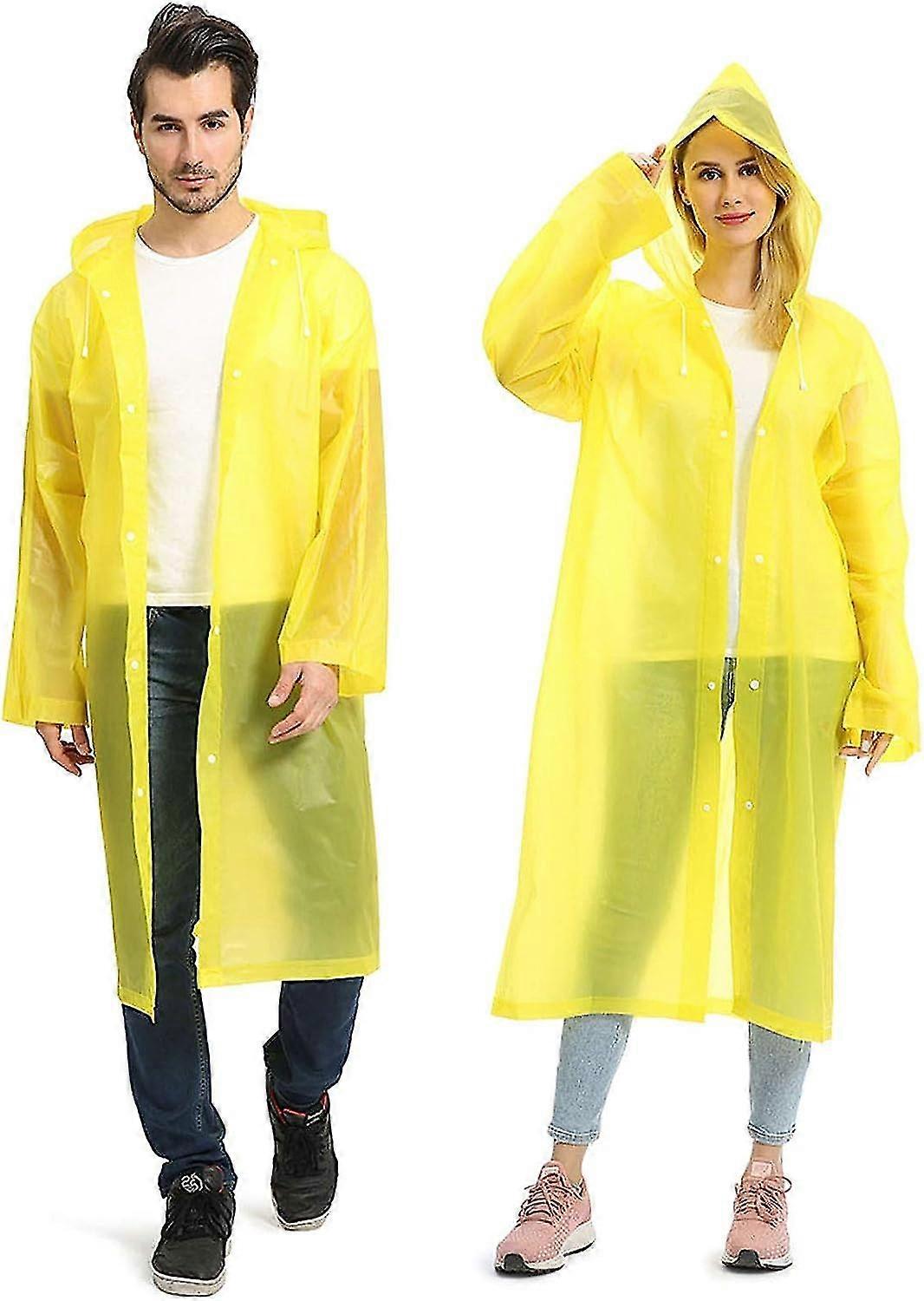 Portable Eva Raincoats For Adults, Reusable Rain Ponchos With Hoods And Sleeves Lightweight Raincoats, 2 Pack