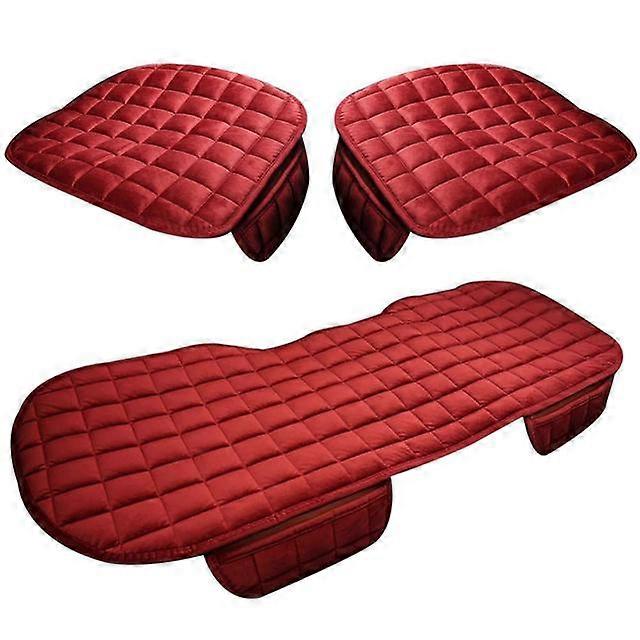 3Pcs Winter Plush Warm Anti-Slip Car Seat Cushion Cover Set with Storage Pocketed New hot boutique