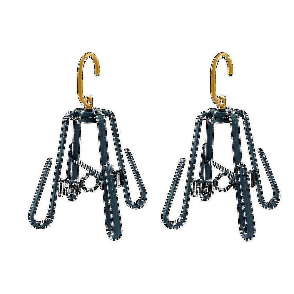 2pcs Shoe Holder With Double Hooks Rotating Foldable Drying Frame(color:blue)