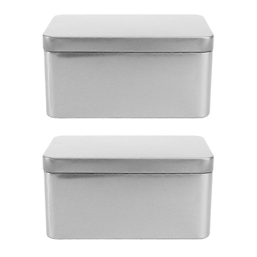 2Pcs Household Tea Box Bulk Tea Packaging Box Rectangular Tinplate Storage Box