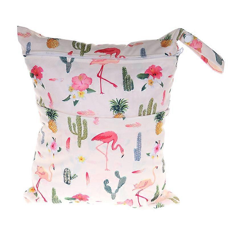 2 PcsFlamingoBaby Diaper Bag Waterproof Reusable Zipper Diaper Bags Washable Double