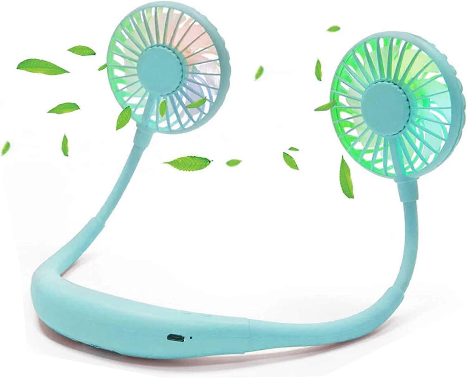 Upgraded Version Portable Neck Fan, Color Changing LED, with Aromatherapy, 360 Free Rotation,and Lower Noise Strong Airflow Headphone Design for Sport