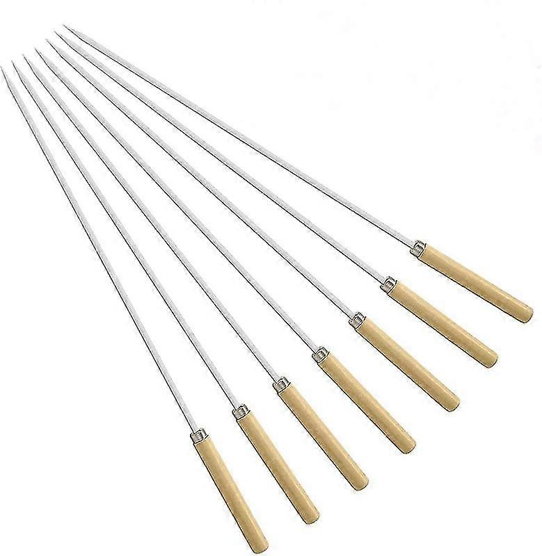 Tre håndtak grillspyd, rustfritt stål flat grillspyd, gjenbrukbare grillspyd sett