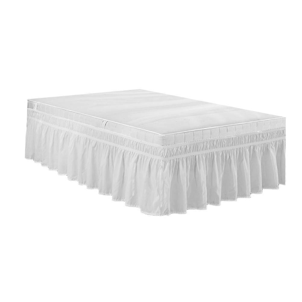Elastic Dust Ruffle Bed Shirt Fashion Polyester Bed Bedding Pleated Skirt for Home Hotel - 180x200cm (White)