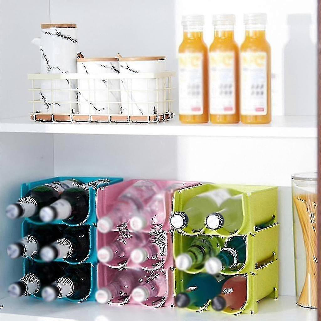 3 Pack Refrigerator Stackable Wine Rack Storage Organizer Plastic