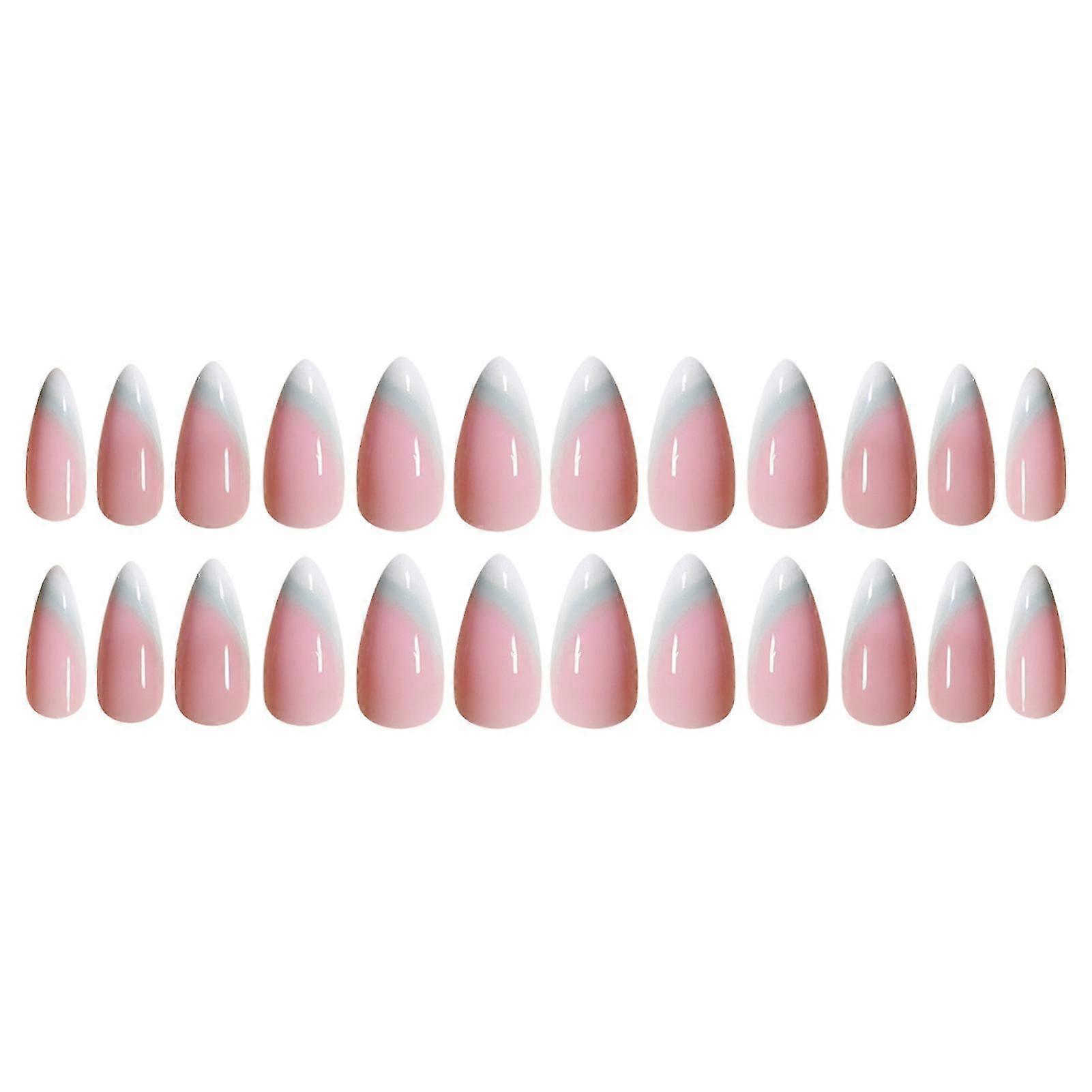 24pcs Gradient Fakes Nails Long Pointed Head French Style Finished Nail Piece