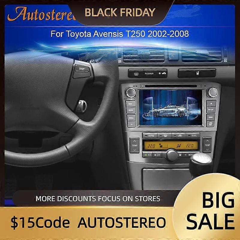 IPS Android 13.0 4 + 64GB Lecteur DVD de voiture pour Toyota Avensis 2002-2008 T250 GPS Navigation multimédia radio magnétophone unité principale