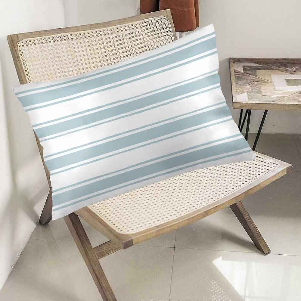 أكياس وسادات ملكة مخطط باللونين الأزرق والأبيض 20x30 بوصة خطوط بيضاء زرقاء نمط مطبوعة وسادة كيس لينة قطني رمي وسادة أغطية لأريكة السرير أريكة