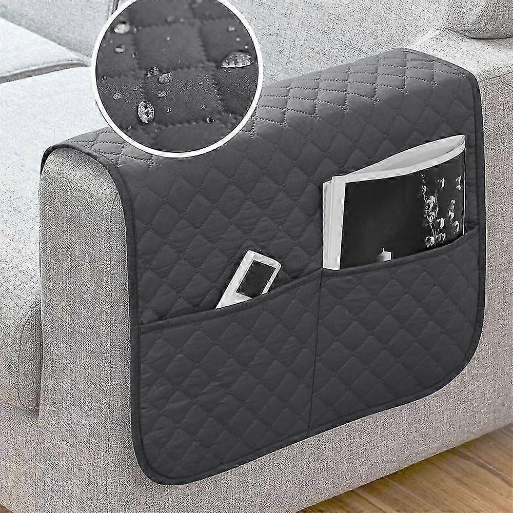 Waterproof Armrest Covers with Side Pockets for Sofa Couch, Recliner Arm Protector