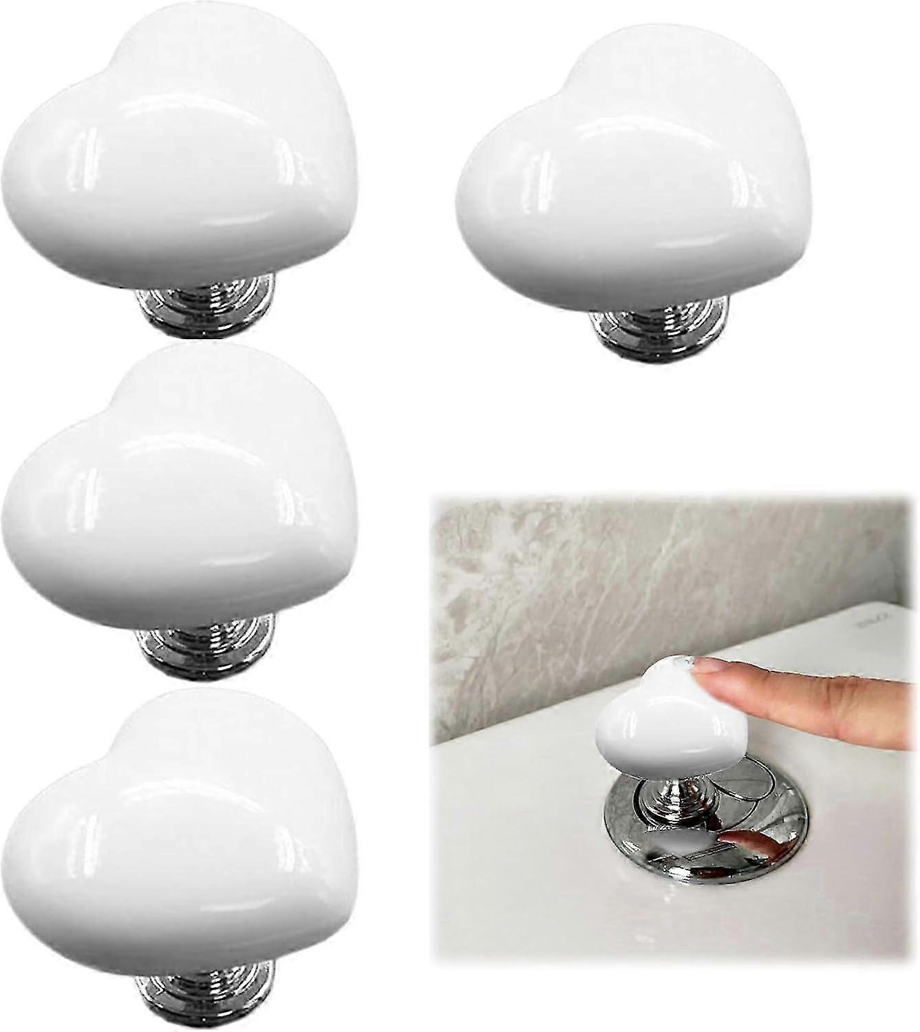 4 Pcs Toilet Flush Button, Design Love Heart Shaped Toilet Tank Button, Portable Accessory Tool Press Colorful Flush Button,Aid Water Tank Push Press