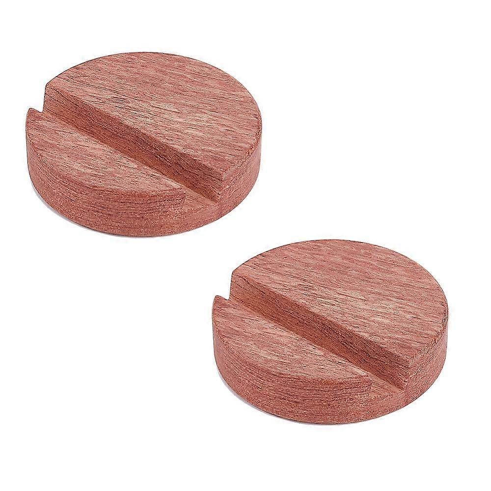 2Pcs Wooden Cell Phone Stand Round Huanghuali Utility Mobile Phone Stand Holders Sandy Brown Portable Smartphone Holder Compatible with Most Models of