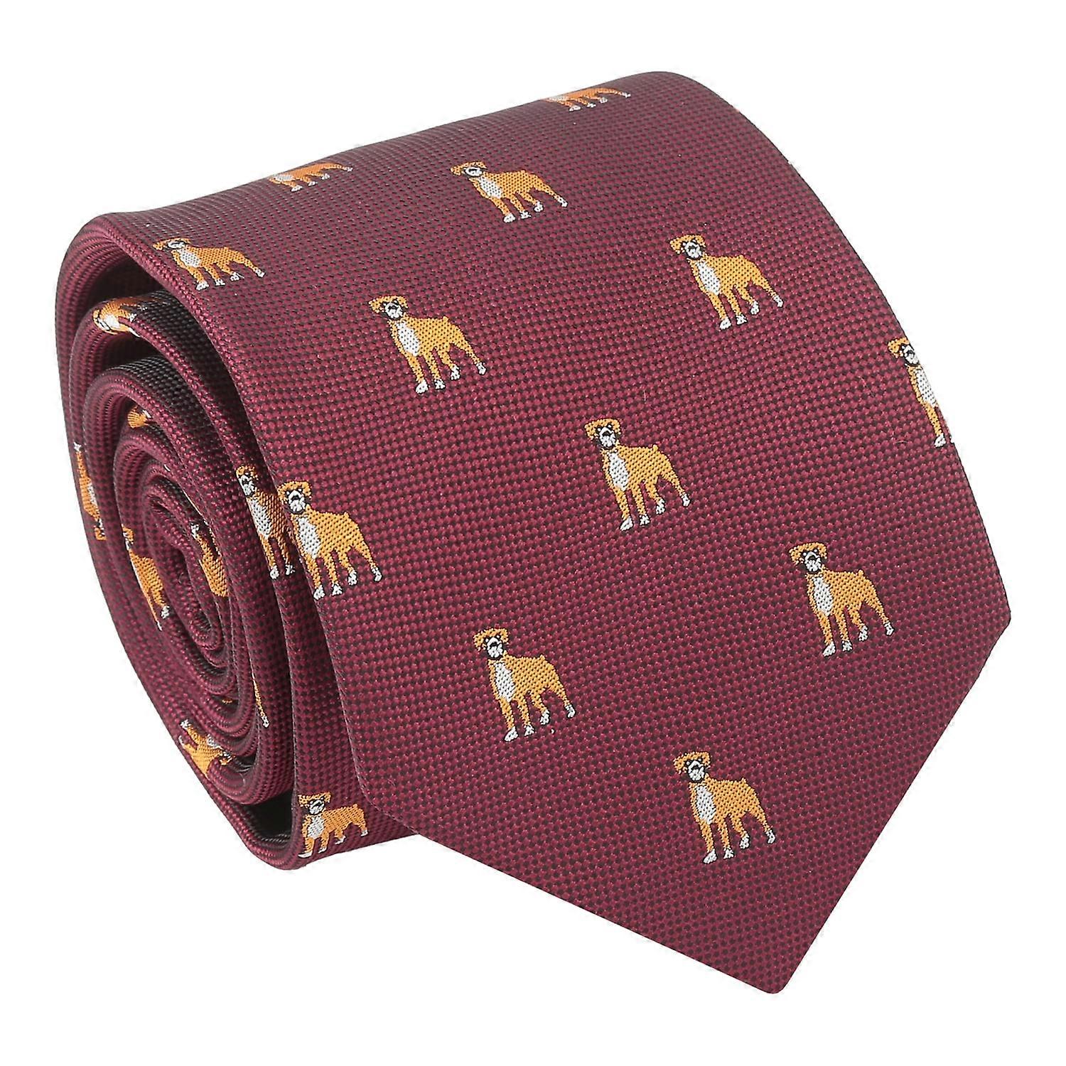 Burgundy Boxer Dog Embroidered Tie