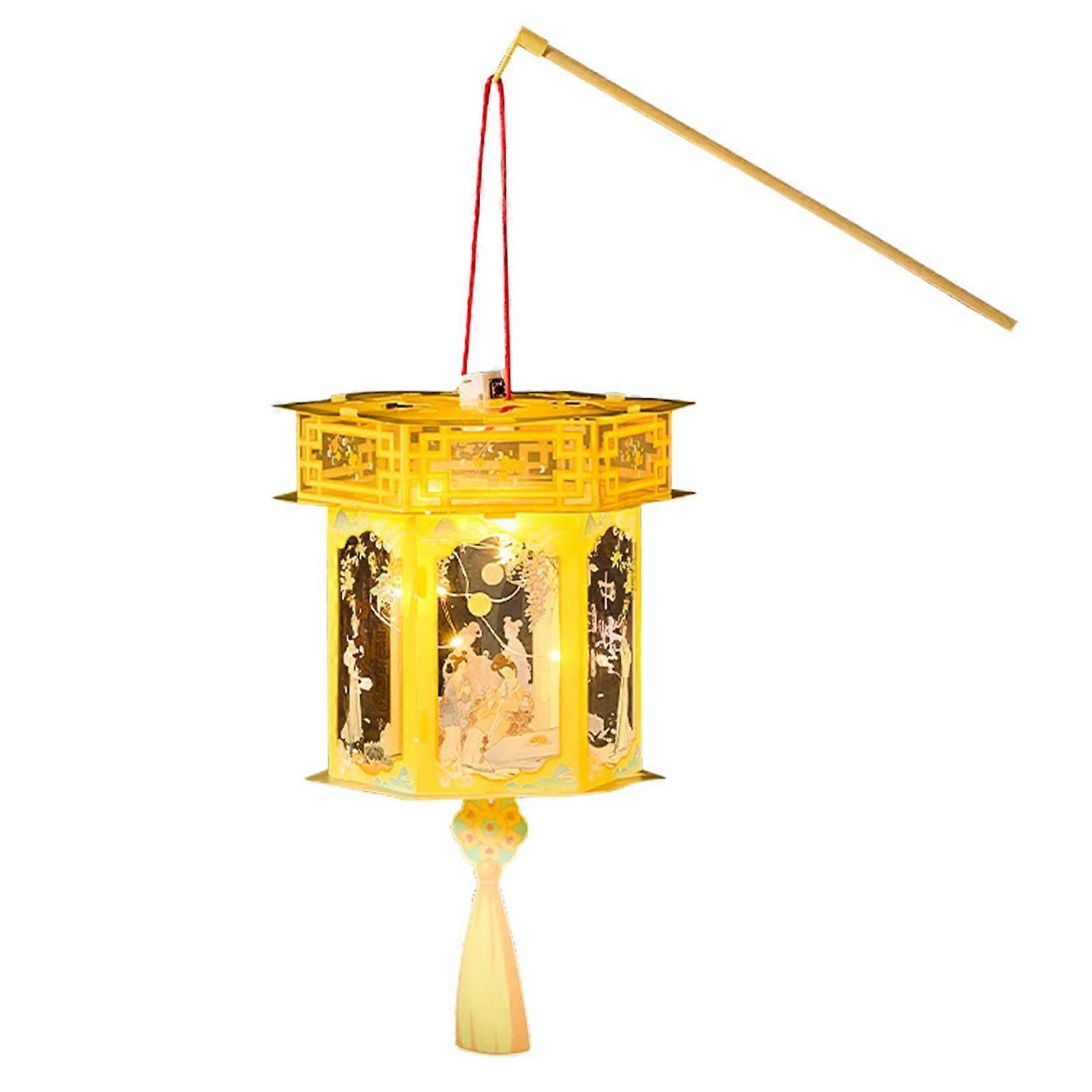 Chinese Style Lantern DIY Lantern Kit Handmade Colorful LED Light-Up Palace Lantern Paper Craft for Festival Celebrations
