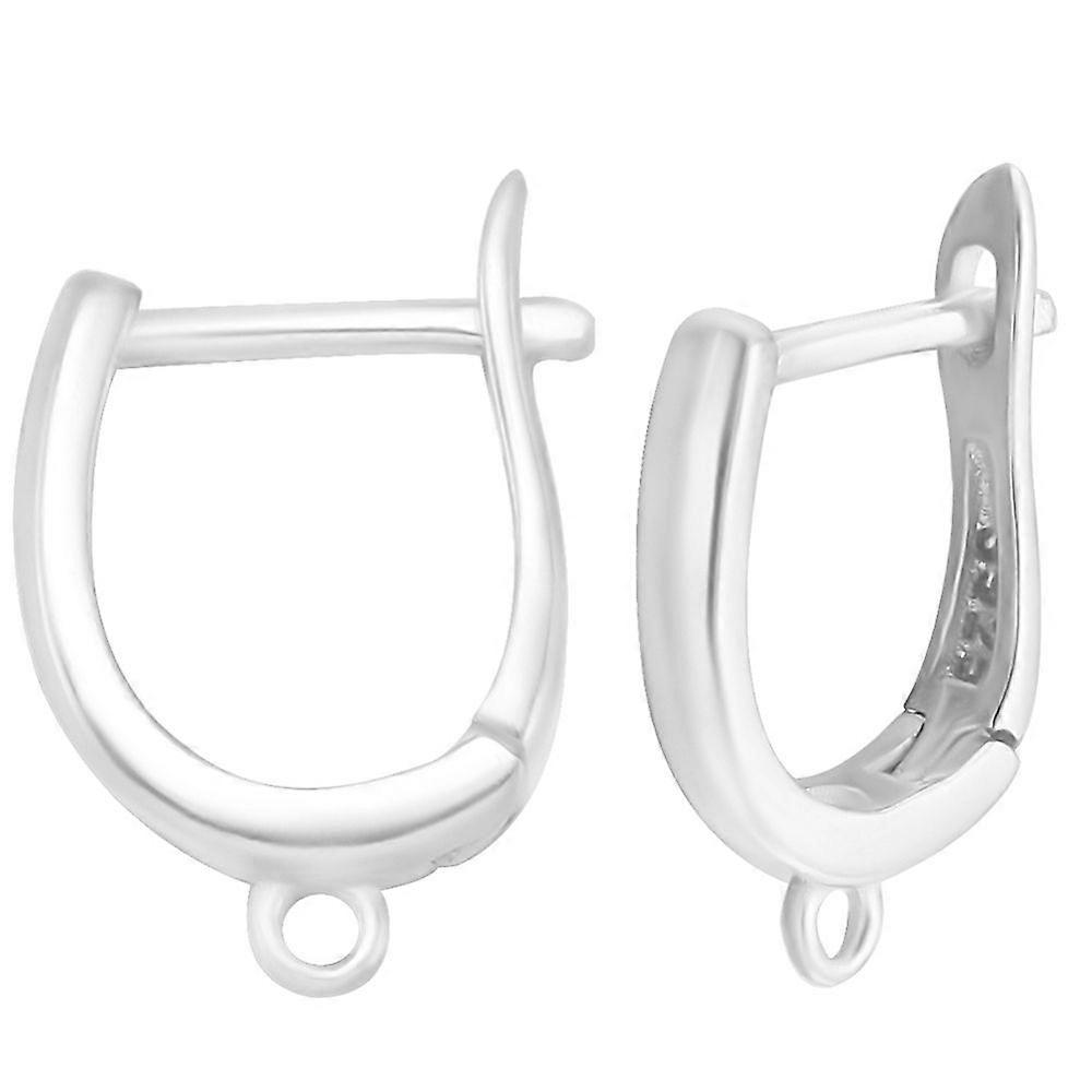 1Box 2 Pairs 925 Sterling Silver Hoop Earring Findings Latch Back with Loops with S925 Stamp Silver 18 Gauge 13.5~14x10x2mm Hole: 1mm Pin: 1mm