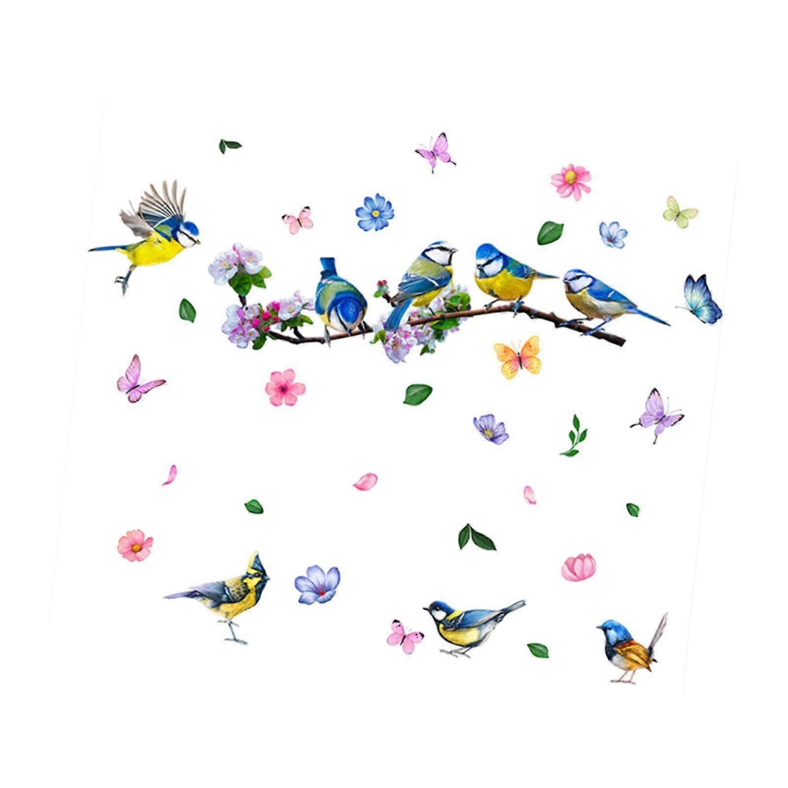 Bird on Tree Branch Wall Sticker DIY Art Mural for TV Backdrop Nursery Porch Style A
