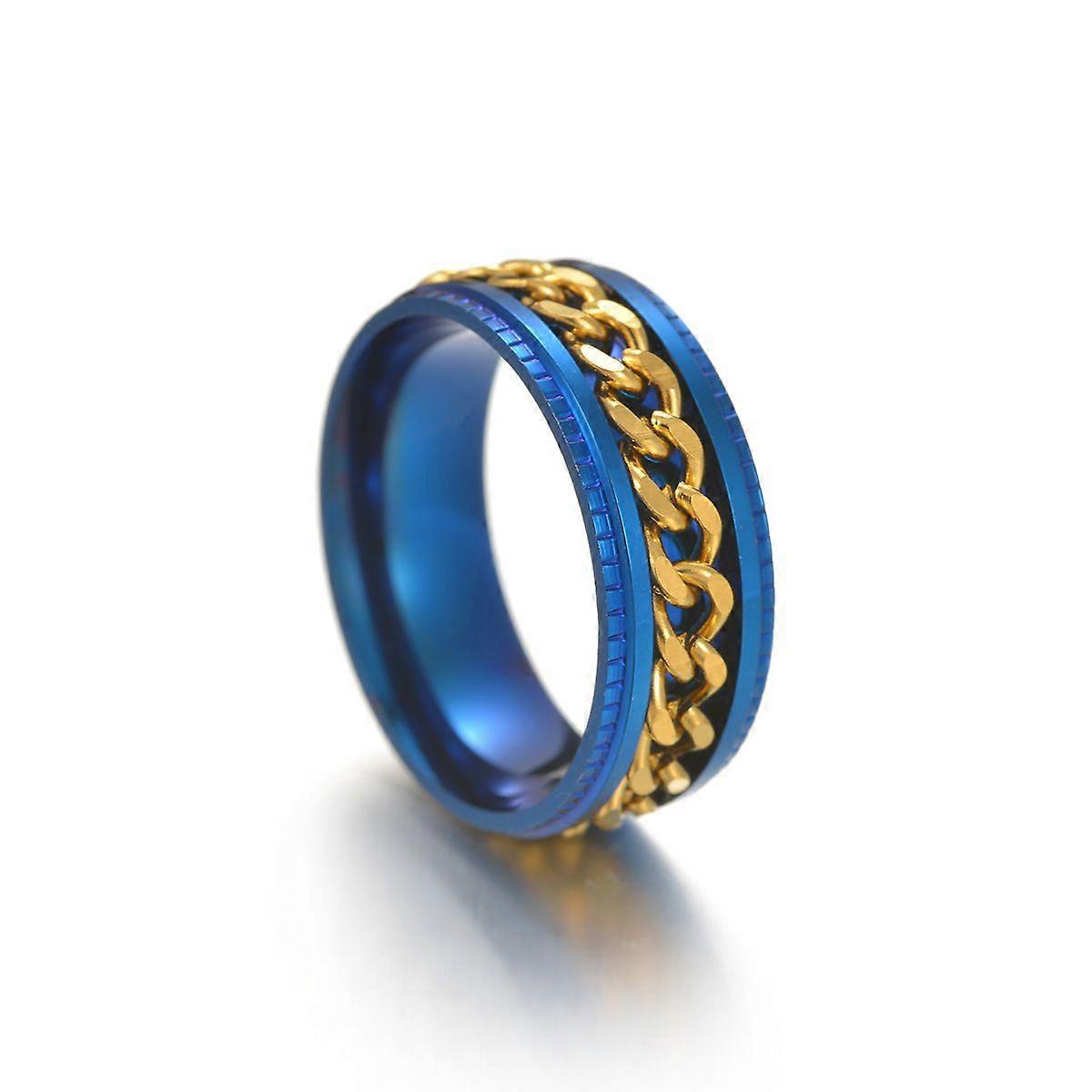 Mens Spinner Ring for Anxiety Relief - Stainless Steel Black Anxiety Ring Inlay Curb Chain Jewelry Gift SizeCircumference 55mm Diameter 17.4mm