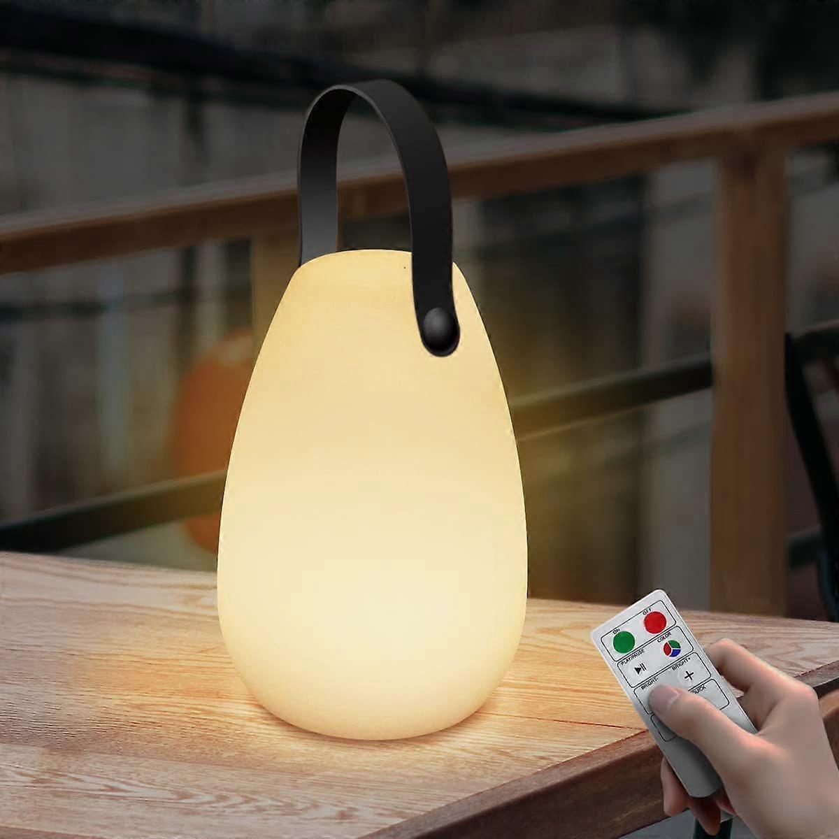 Portable Dimmable Outdoor Table Lamp, RGB Table Lamp Wireless 8 Colors with Remote Control