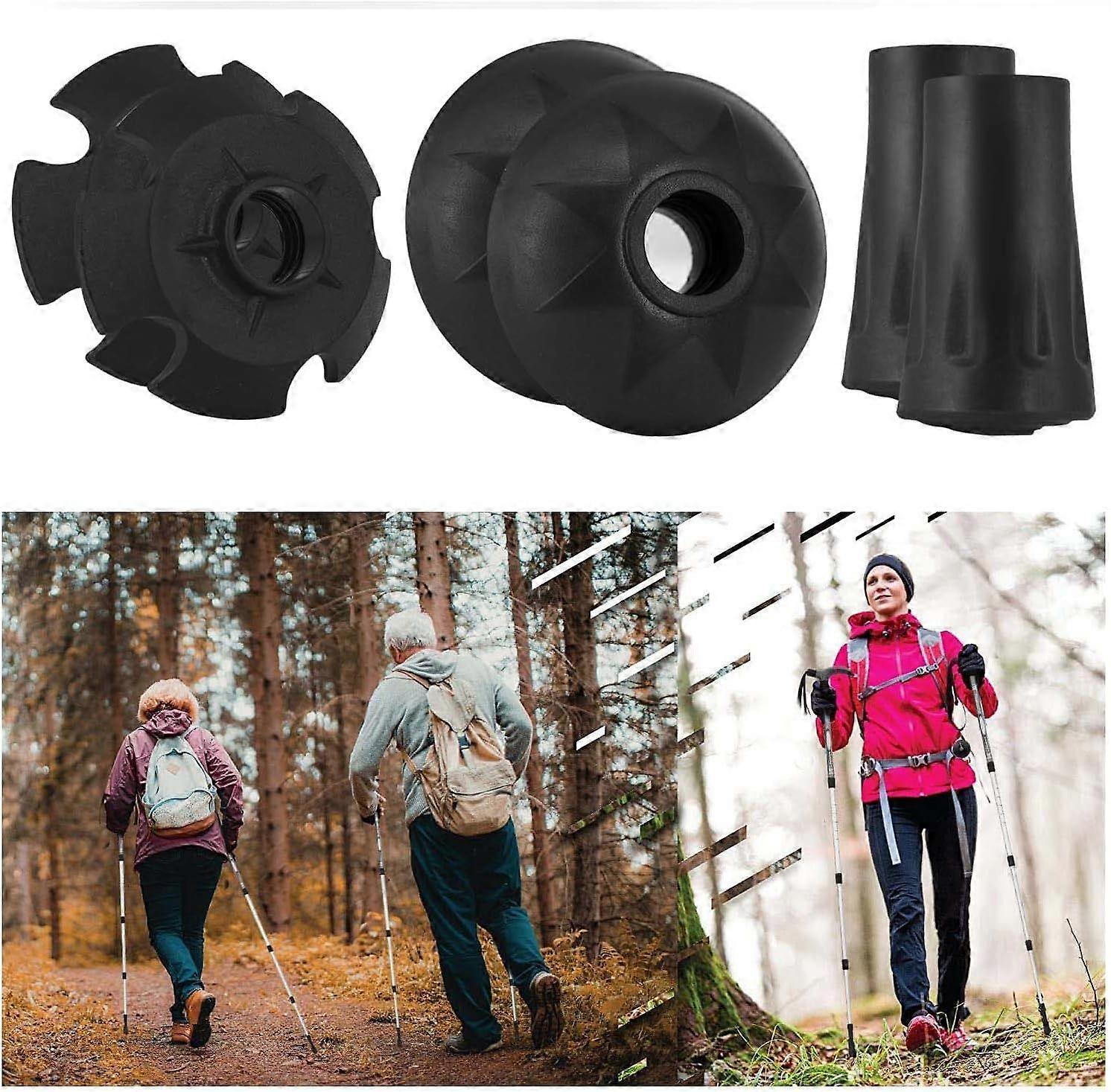 Walking Stick Tips, Trekking Pole Accessories Rubber Tips, Set of 6 Snow Support Mud Support Replacement for Hiking Poles for All Common Trekking Pole