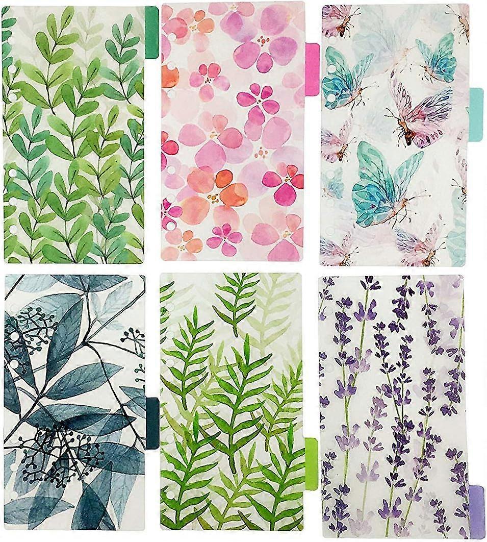 Plastbindemiddelindeksdelere, 6 faner, assorterede designs