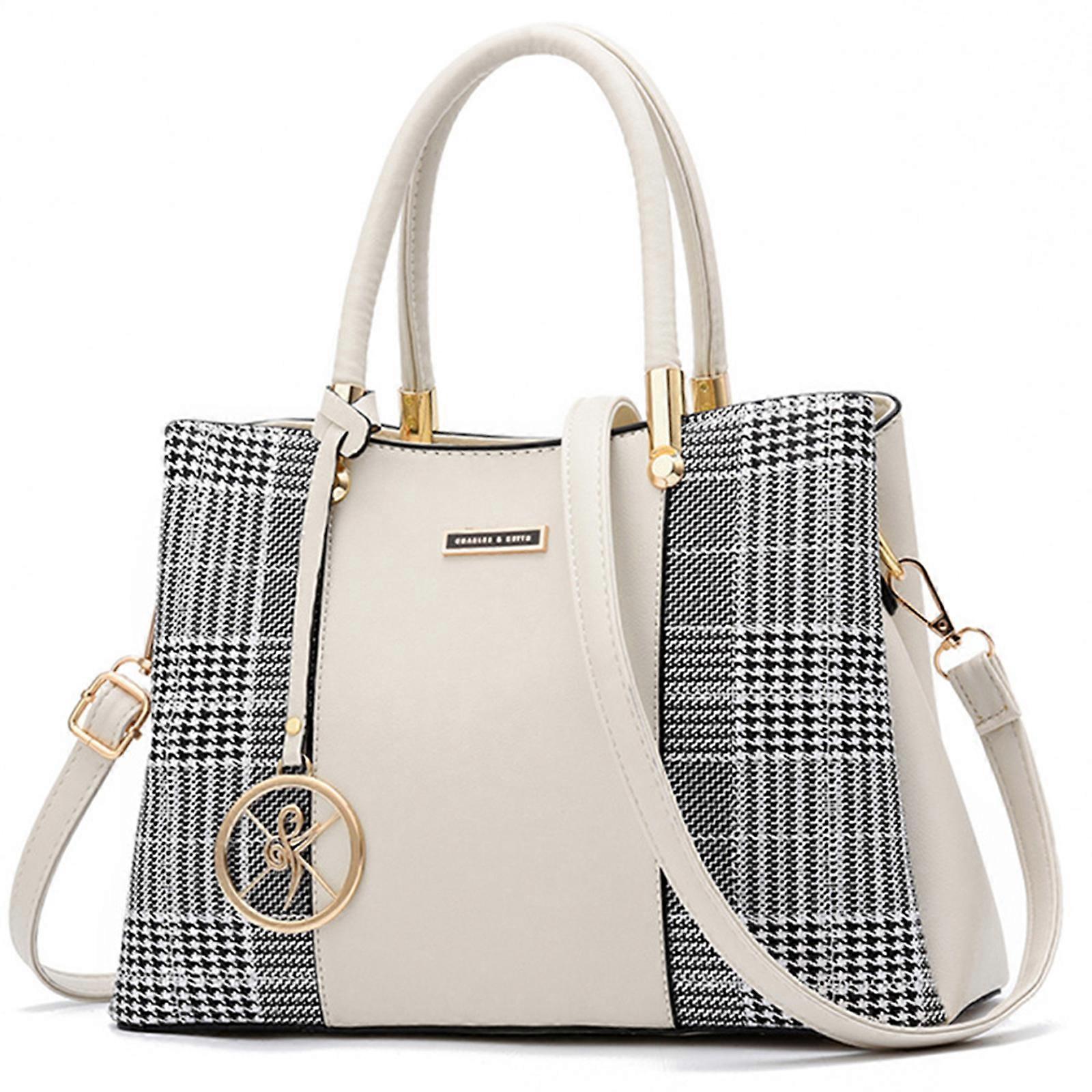 Classico Beige pied de poule Shopper e libero coccodrillo texture borsa