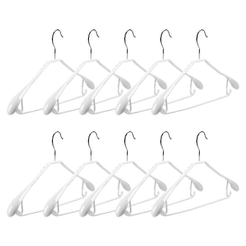 10 Adet Ev Metal Elbise Askısı Plastik Kaplama Takım T-Shirt Kurutma Rafı Destek Kanca Kaymaz Ceket Tutma 07 (beyaz)
