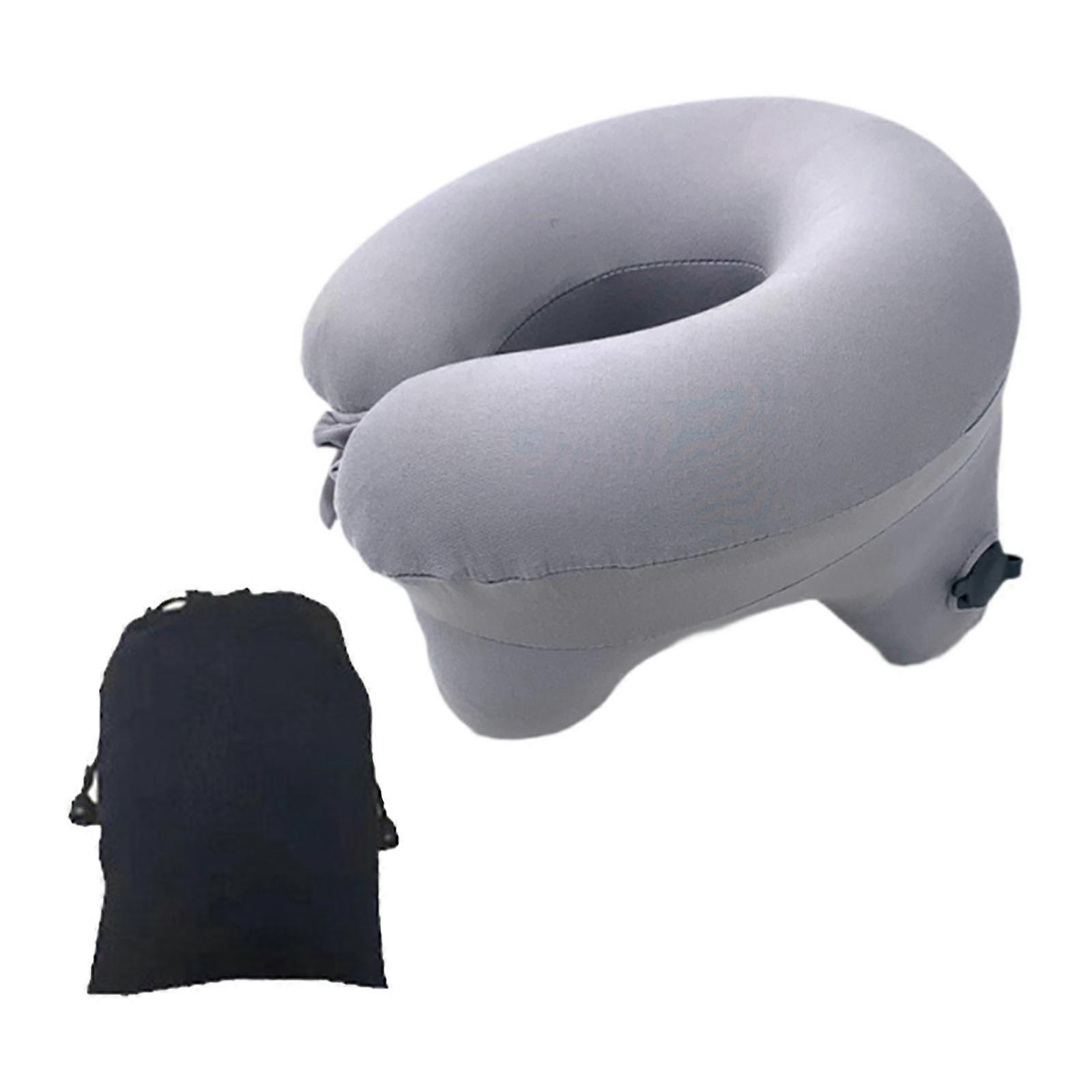 Automatic Inflatable Pillow U Shape Ultralight with Carry Bag Headrest Office