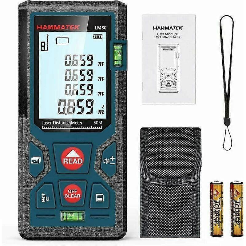Digital Laser Rangefinder, LM50 50m Digital Laser Meter, Length/Area/Volume/Pythagorean Theorem with LCD Backlight, IP54(50m)