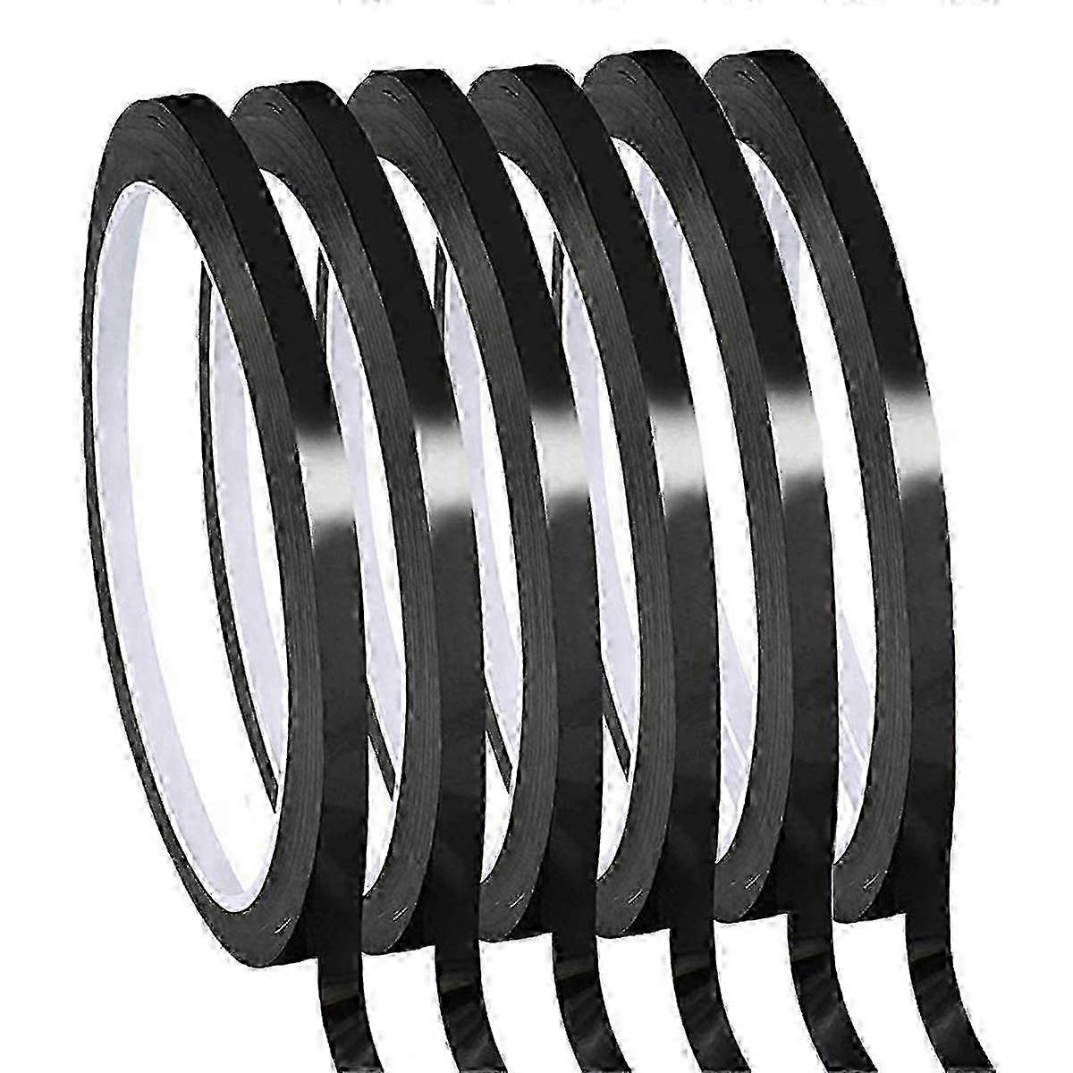 Tableau blanc Pinstripe Tape 6 rouleaux 1/8 pouce mince tableau blanc effaçable à sec ligne de quadrillage ruban (noir)