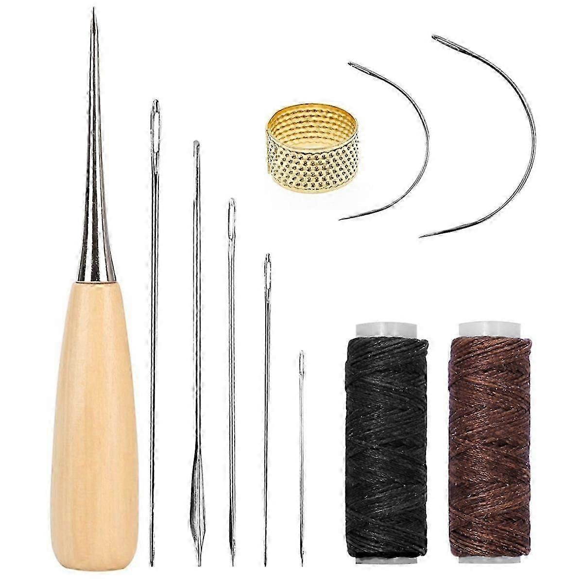 11-teiliges Leder-Nähwerkzeug-Set, Leder-Nähset für Heimwerkerarbeiten, Canvas, Leder, Re js