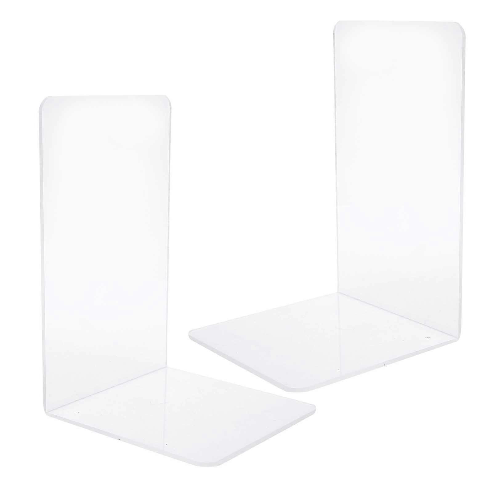 2Pcs Acrylic Bookend Transparent File Book Bookshelf Student Desktop Storage for Home Office
