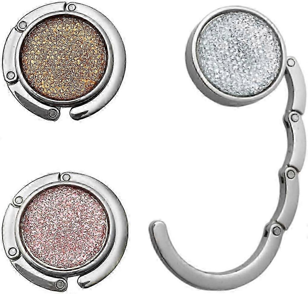 Metallic Round Foldable Handbag Holders with 3 Pack for Table