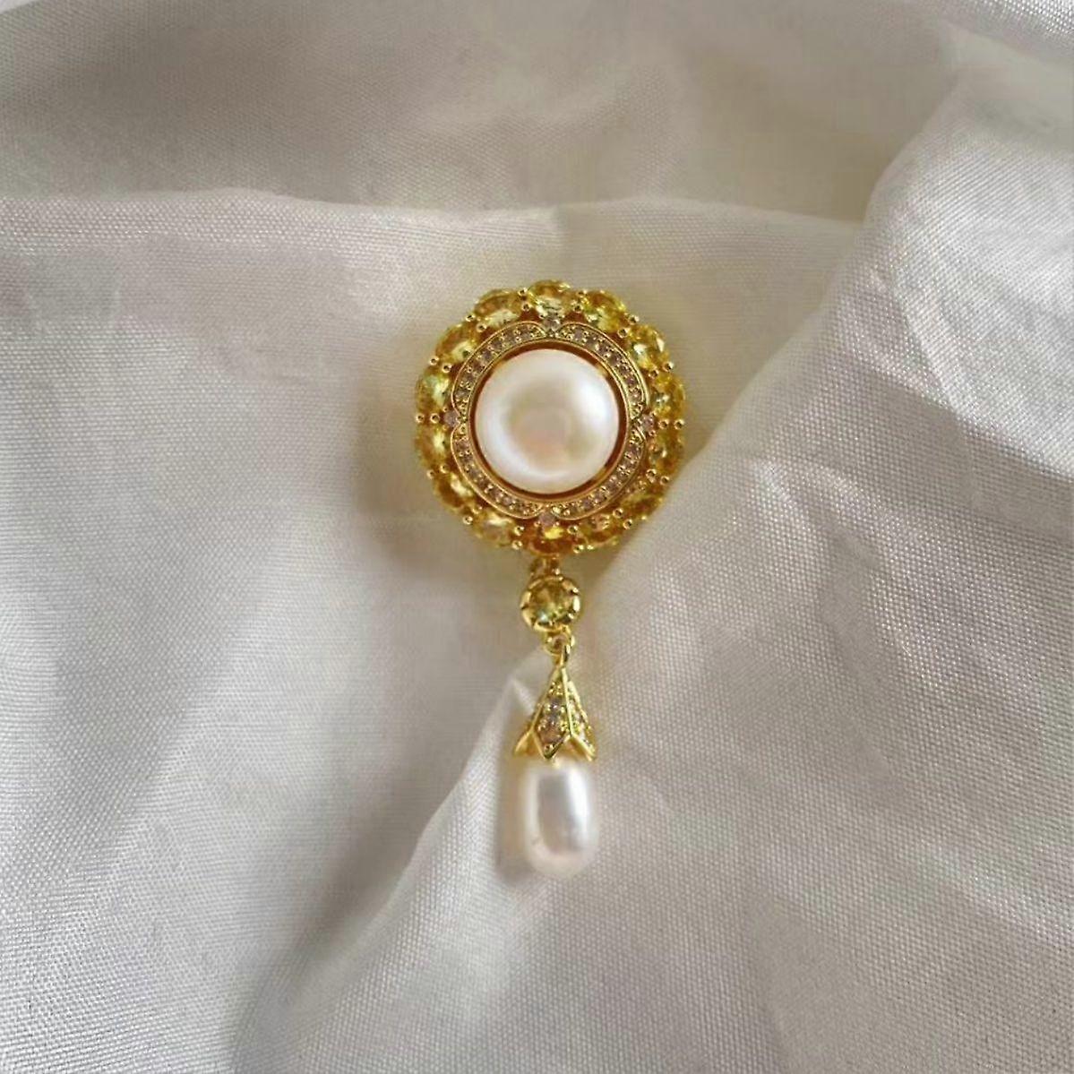 Freshwater Pearl Magnetic Buckle Brooch Pendant Atmospheric High-Quality Corsage Temperament Light Luxury Court Style
