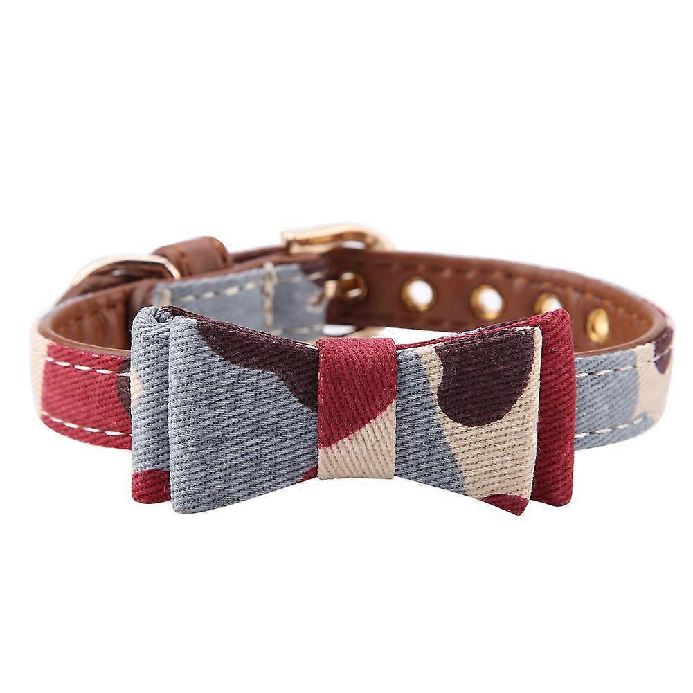 Soft PU Leather Bowknot Tie Pet Collar for Dogs and Cats - Adjustable Size, Stylish Design, Durable Material