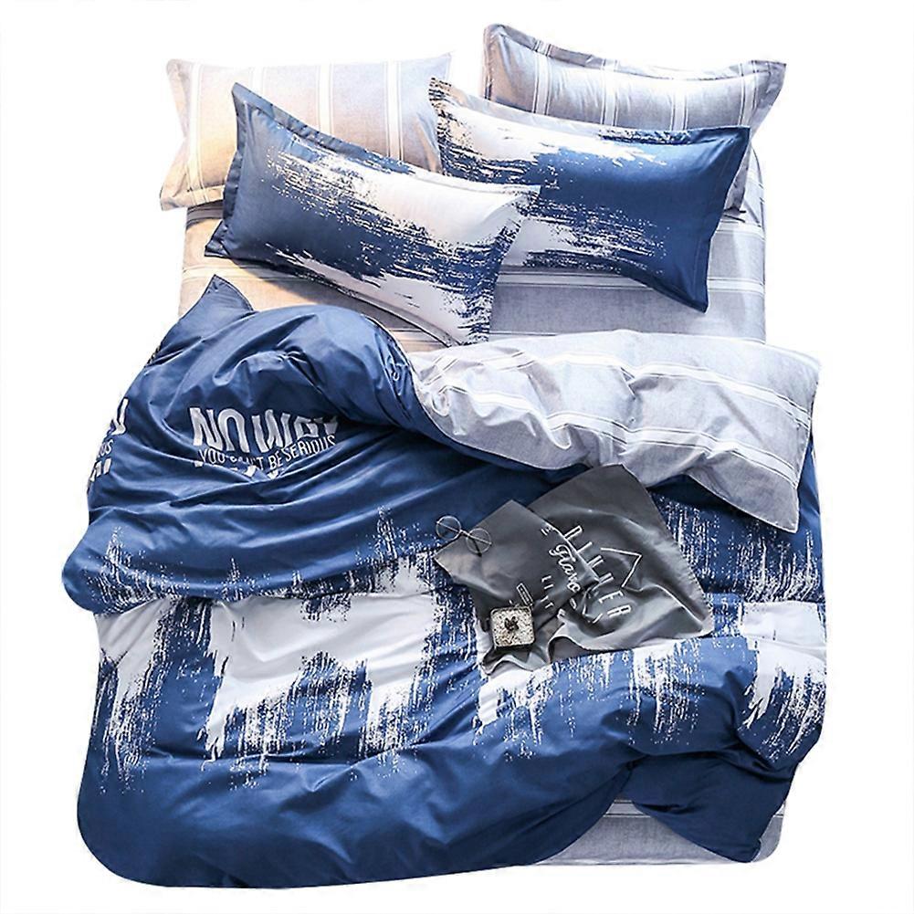 Comfortable Breathable Polyester Bedding Set Pillowcase Flat Sheet Duvet Cover (For 1.2m Bed)